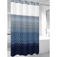 thumbnail image 4 of Blue Grey Ombre Geometric No Hook Shower Curtain Waterproof, Bathroom Curtains with Snap in Liners and See Through Top Window, Modern Abstract Art Hotel Style Bathtub Curtains Shower 54"Wx78"L, 4 of 8
