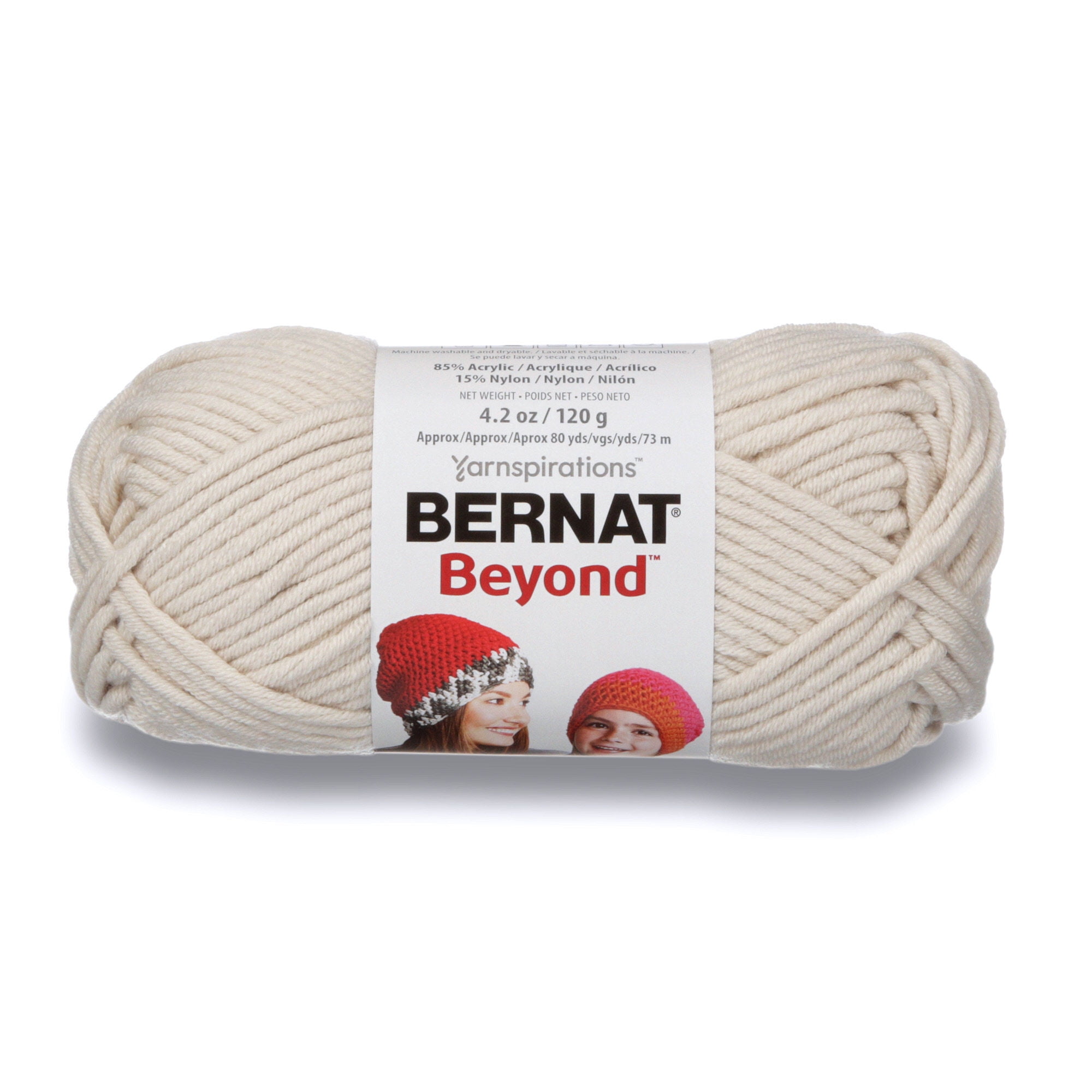 Bernat Beyond Super Bulky Acrylic Nylon Cream Yarn, 80 yd