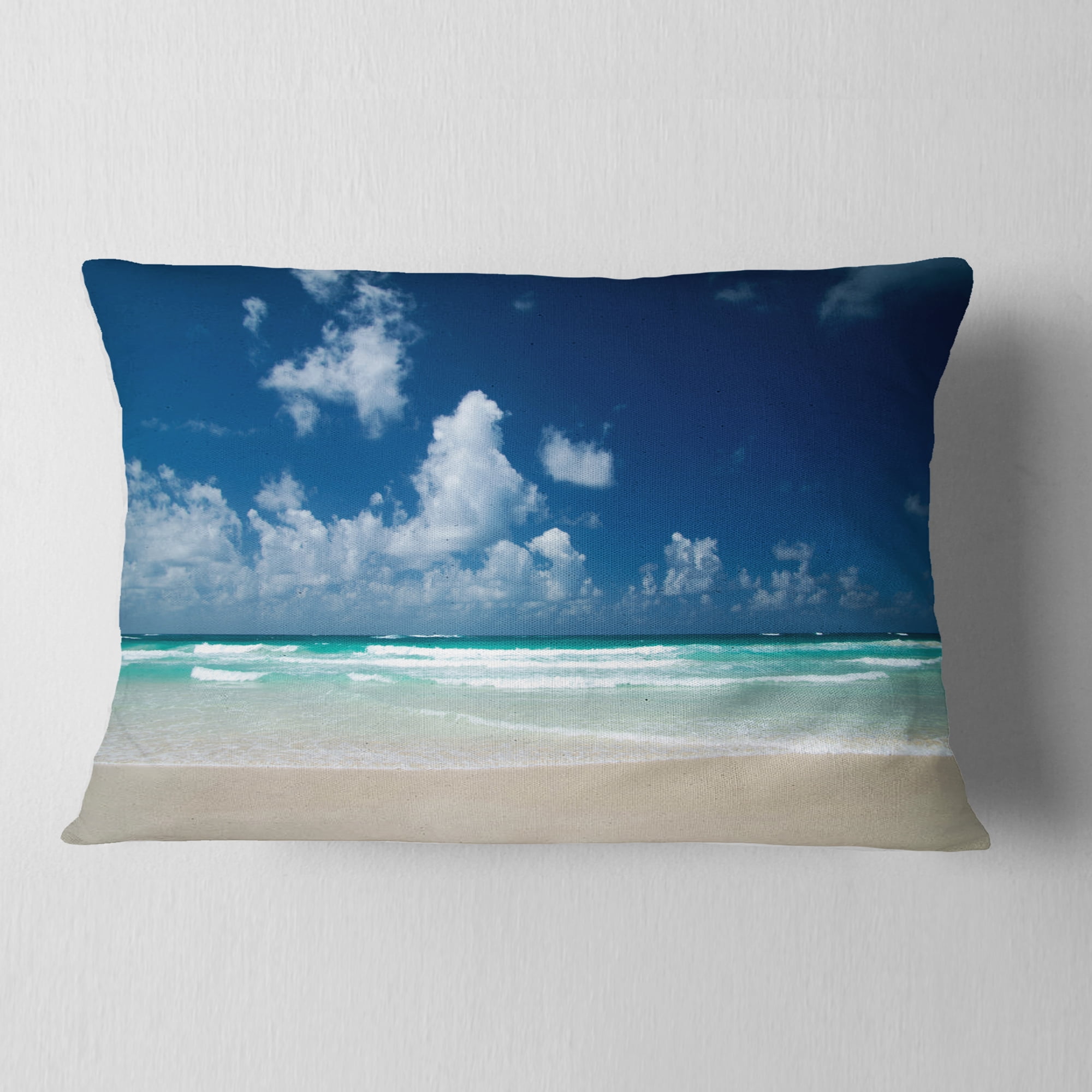 Designart 12" x 20" Blue Polyester Throw Pillow