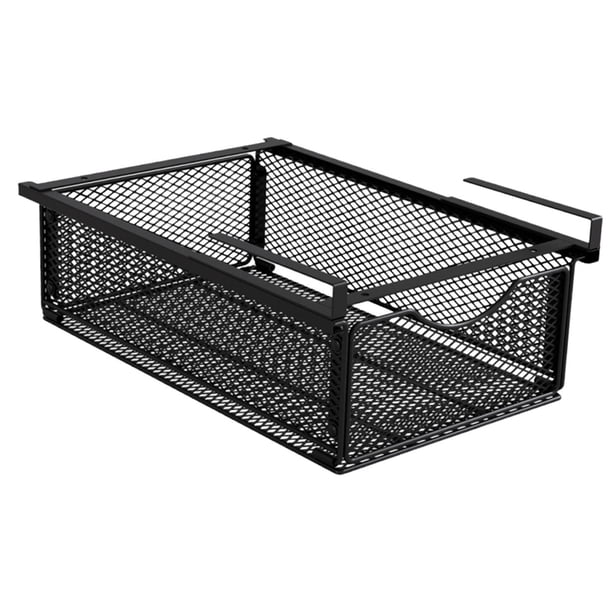 Cesta de almacenamiento debajo del estante, resistente, para armario, dormitorio o alacena. Diseño de gancho negro