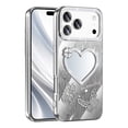 thumbnail image 2 of TECH CIRCLE Cute Embossed Butterfly Glitter Phone Case for iPhone 16 (6.1", 2024) with Makeup Mirror,  Anti-Scratch Tempered Glass Shock-absorbing TPU Protective Bling Cover for Women, Silver, 2 of 6