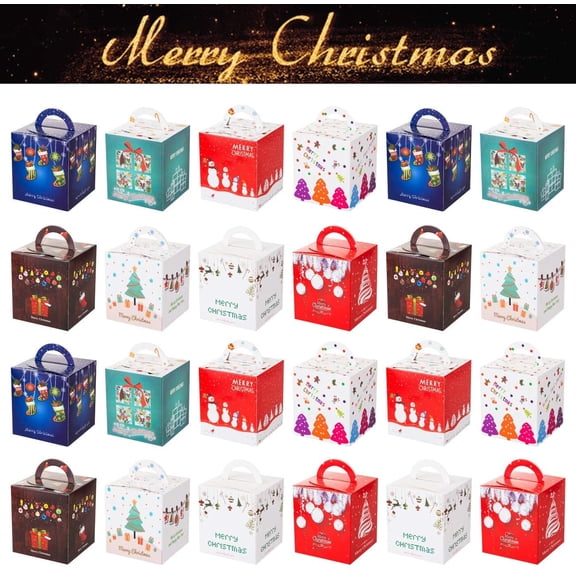 Naler 24 Pcs Christmas Gift Boxes,8 Assorted Candy Treat Boxes for Kids Adults Xmas Holiday Party Favor