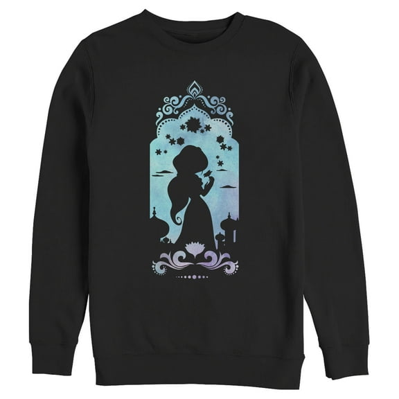 Men's Aladdin Jasmine Watercolor Silhouette  Sweatshirt Black Small