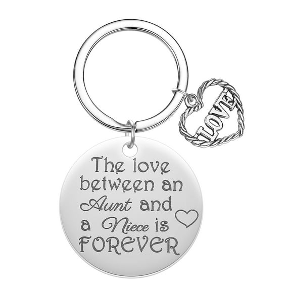 The Love Between An Aunt and A Niece Is Forever Key Chain Fashion Stainless Steel Keyring Bag Car Pendant Keychain Gift