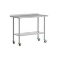 thumbnail image 2 of Flash Furniture Stainless Steel 18 Gauge NSF Cert. Portable Prep and Work Table with 1.5" Backsplash, Undershelf and 2 Locking Casters- 48"W x 24"D x 36"H, 2 of 9