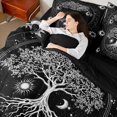 thumbnail image 5 of Homewish Hippie Tree of Life Twin Bedding, Cosmos Stars Moon Sun Bedding Comforter Set, White Black, Black Reversible 7pcs, 5 of 7