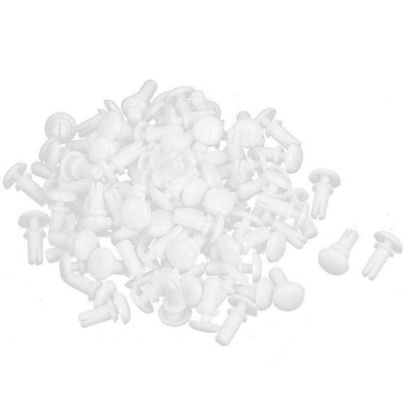 Unique Bargains 100Pcs Nylon Push Clips Rivet Fastener White for 4.0-5.0mm Thickness Panel