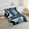thumbnail image 4 of Erosebridal Minimalst Bedding King Comforter Set for Adult, Square Geometric Down Comforter, Striped Ombre Decor, Reversible, 4 of 8