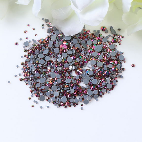 OUNONA 1000PCS/Set Half Artificial Crystal Glass Beads Flat Back Crystals for Craft DIY Gift Making - Assorted Size