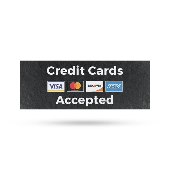 Credit Cards Accepted Vinyl Decal 48 Inch x 18 Inch Weatherproof Heavy-Duty Adhesive Backing | Payment Convenience, Customer Ready, Business Signage | Made in USA