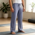 thumbnail image 4 of Men's Sweatpants, Men's Solid High Stretch Breathable Yoga Long Pants, Casual Loose Straight Leg Drawstring Workout Trousers, 4 of 6
