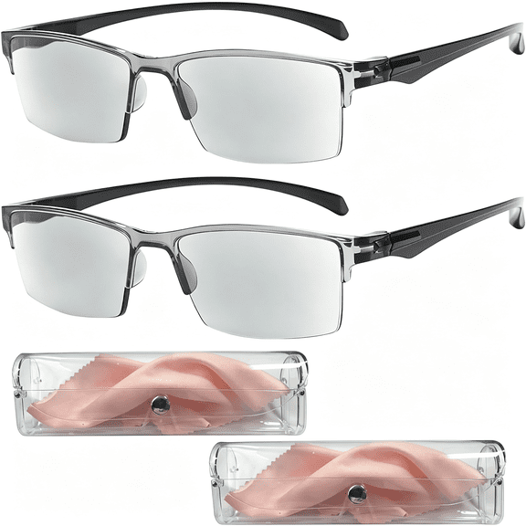 GJX Auto Focus Glasses Self Adjusting,Smart Dual Focus Reading Glasses for Men&Women,Automatic Zoom Anti-Blue Light Presbyopia Eyewear(Grey)