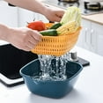thumbnail image 2 of Artrylin 6 Pieces Drain Colander, 2 in 1 Durable PP Material Detachable Plastic Double Layered Kitchen Colander Strainer Set, Bowl Stackable Set，(Blue/Yelow), 2 of 8