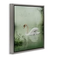 thumbnail image 4 of Stupell Industries Swan's Sanctuary Misty Lake Landscape & Nature Painting Gray Floater Framed Canvas Art Print Wall Art, 18 x 18, 4 of 10