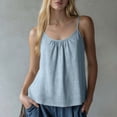 thumbnail image 5 of Uootdi Women's Tops Round Neck Sleeveless Ruched Detail Casual Blouses Summer Vacation Style Lightweight Breathable Loose Fit Shirts Gift, 5 of 7