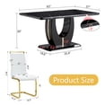 thumbnail image 6 of JUFU 63" Black Faux Marble Dining Table Set, Modern 5-Piece Dining Set with White PU Leather Chairs and Gold Metal Legs for Kitchen, Dining Room, Living Room, 6 of 10