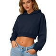 thumbnail image 6 of LEKWK Women's Fashion Hoodies & Sweatshirts Cropped Length Drop Shoulder Cute Sweatshirts Long Sleeve Pullover Sweatshirts Fleece Lined Casual Athletic Workout Wear, 6 of 8