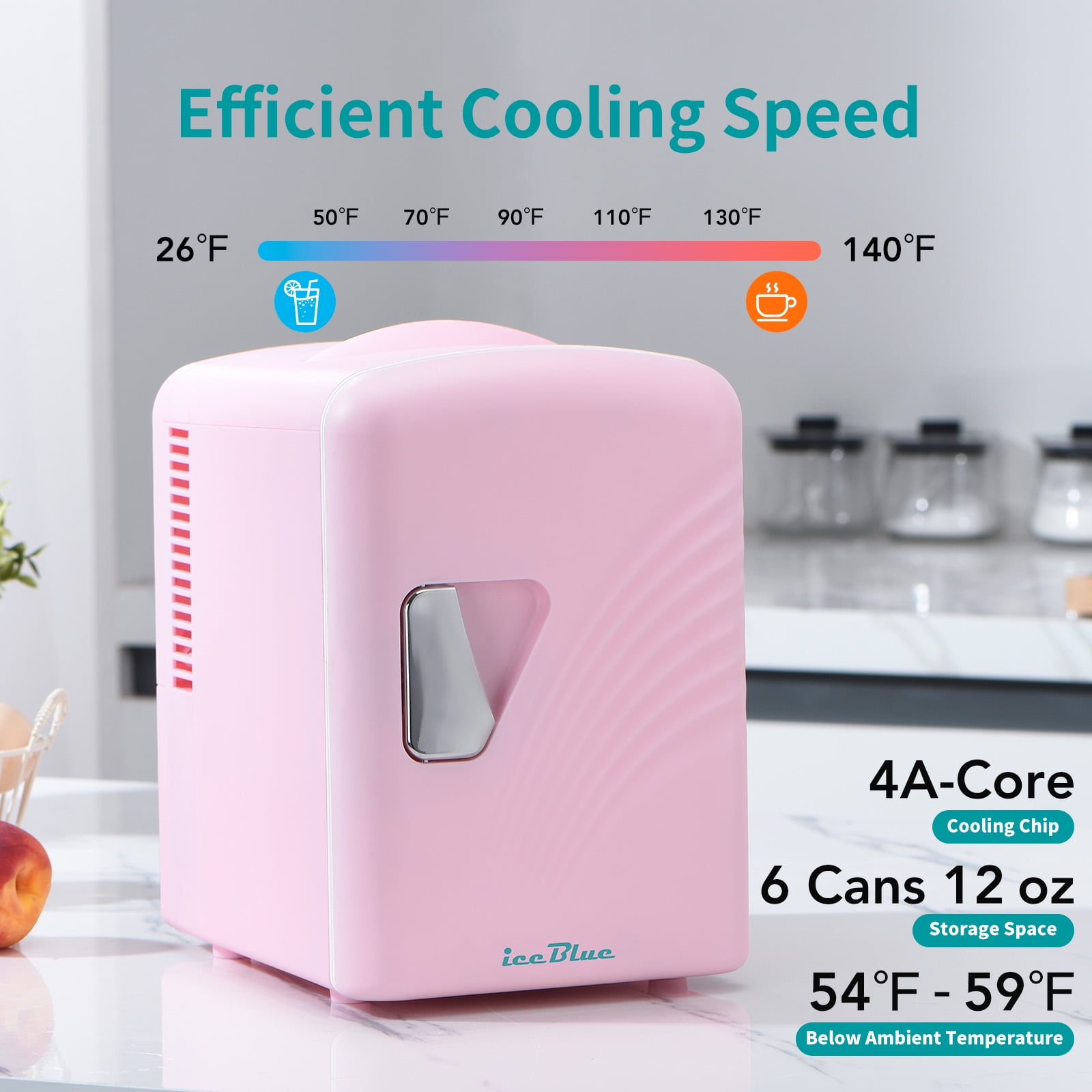 Iceblue Personal Mini Fridge, New Pink Beverage Cooler for Home and Car