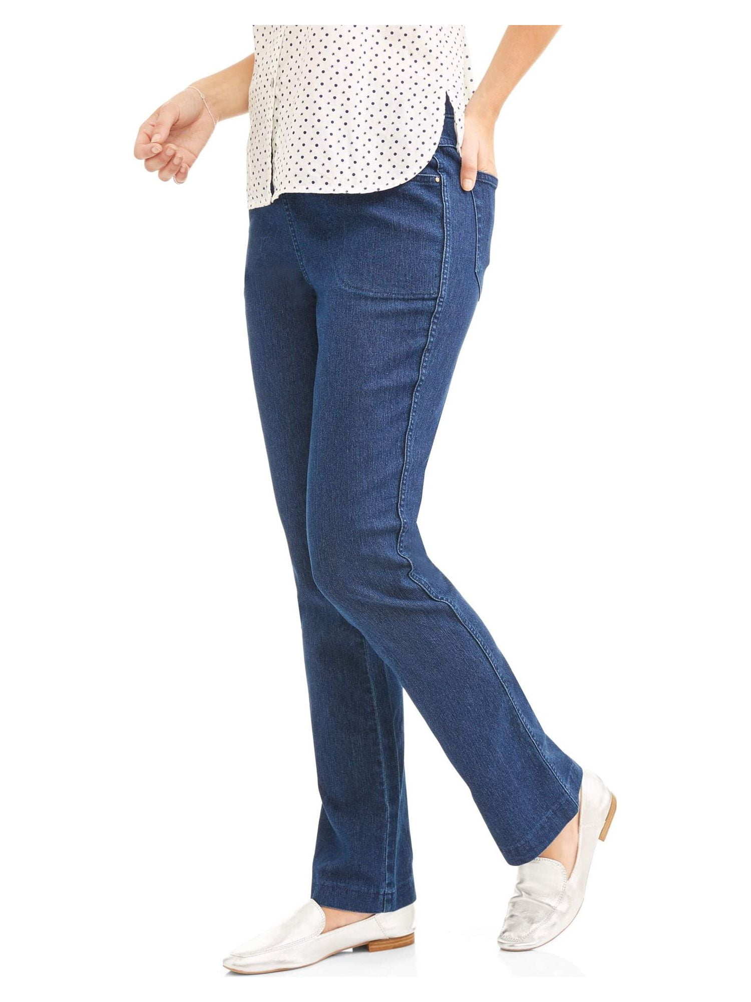 RealSize Womens 4-Pocket Stretch Pull-On Bootcut Jeans, 2-Pack