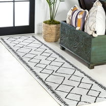 JONATHAN Y SANTA MONICA 2 x 8 Runner Rug, Derya Tribal Diamond Trellis - Ivory/Black, SMB129D-28