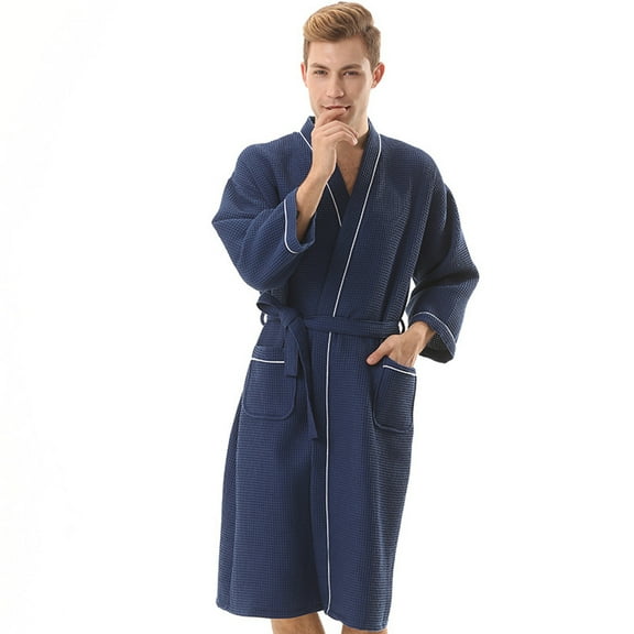 FLMEI Cotton Robes for Women Mens Lightweight Kimono Bathrobe Unisex Soft Night-Robe for Four Seasons Men and Women Robes Sleepwear L-XL-XXL