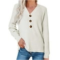 thumbnail image 5 of Miluxas Plus Size Sweater Tops On Seasonal Clearance Women's Soild Long Sleeve Pocket Knit Pullover V-neck Sweater Coat White 10(XL), 5 of 9