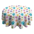 thumbnail image 4 of Pets Paws Print Colorful Round Tablecloth 60"x60",Wrinkle Wipeable Table Cloth for Kitchen Dining Room Picnic Patio Party, 4 of 6