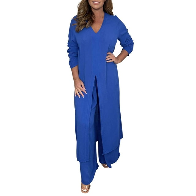 2025 Combinaison Décontractée en Mousseline pour Dames Tenue de Bureau pour Femmes Manches Longues Pantalon Deux Combinaison pour Invitée de Mariage Femme Pièce