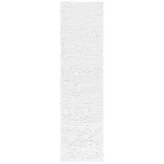 SAFAVIEH Rumi Blaire Solid Polyester Shag Runner Rug, Ivory, 2'2" x 8'