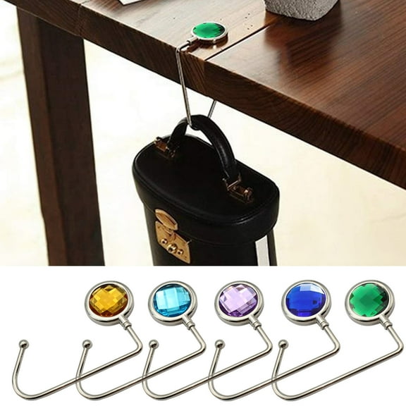 Travelwant Purse Hook Long Handbag Hanger for Table Desk, Creatiee Portable Bag Holder Under Counter Handbags Hook for Women Girl