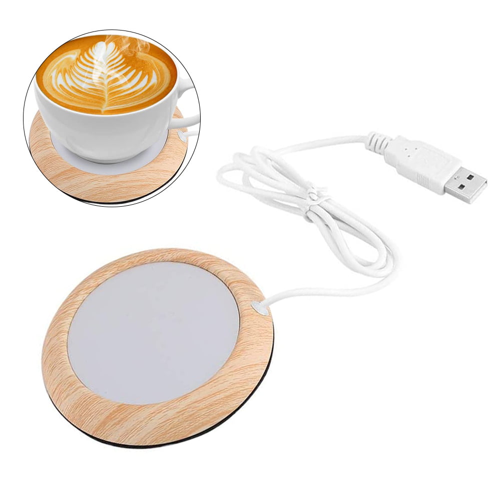 New USB Wood Grain Cup Warmer Heat Beverage Mug Mat Office Tea Coffee Heater Pad 