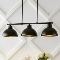 JONATHAN Y Asher 36" 3-Light Industrial Farmhouse Iron Linear LED Pendant, Oil Rubbed Bronze