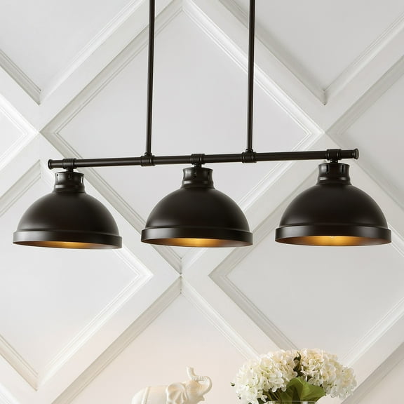 JONATHAN Y Asher 36" 3-Light Industrial Farmhouse Iron Linear LED Pendant, Oil Rubbed Bronze