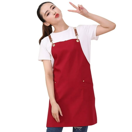 

TOPOINT Bib Apron Waterdrop Resistant Cooking Kitchen Apron For Women Men Chef Bbq Drawing Apron Home Adjustable Work Baking Kitchen Coffee Shop Cooking Bbq Cover Pocket Apron