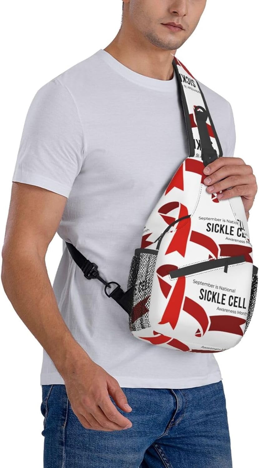 Sickle Cell Awareness Month Sling Bag Crossbody Hiking Travel Chest Bags Backpack Shoulder Daypack for Women Men