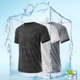 thumbnail image 3 of LEKWK Cooling Shirts for Men Short Sleeve Crew Neck Geometric Texture Athletic Tee Qick Dry Breathable Mesh Shirt Workout Running Tops Black XL, 3 of 6
