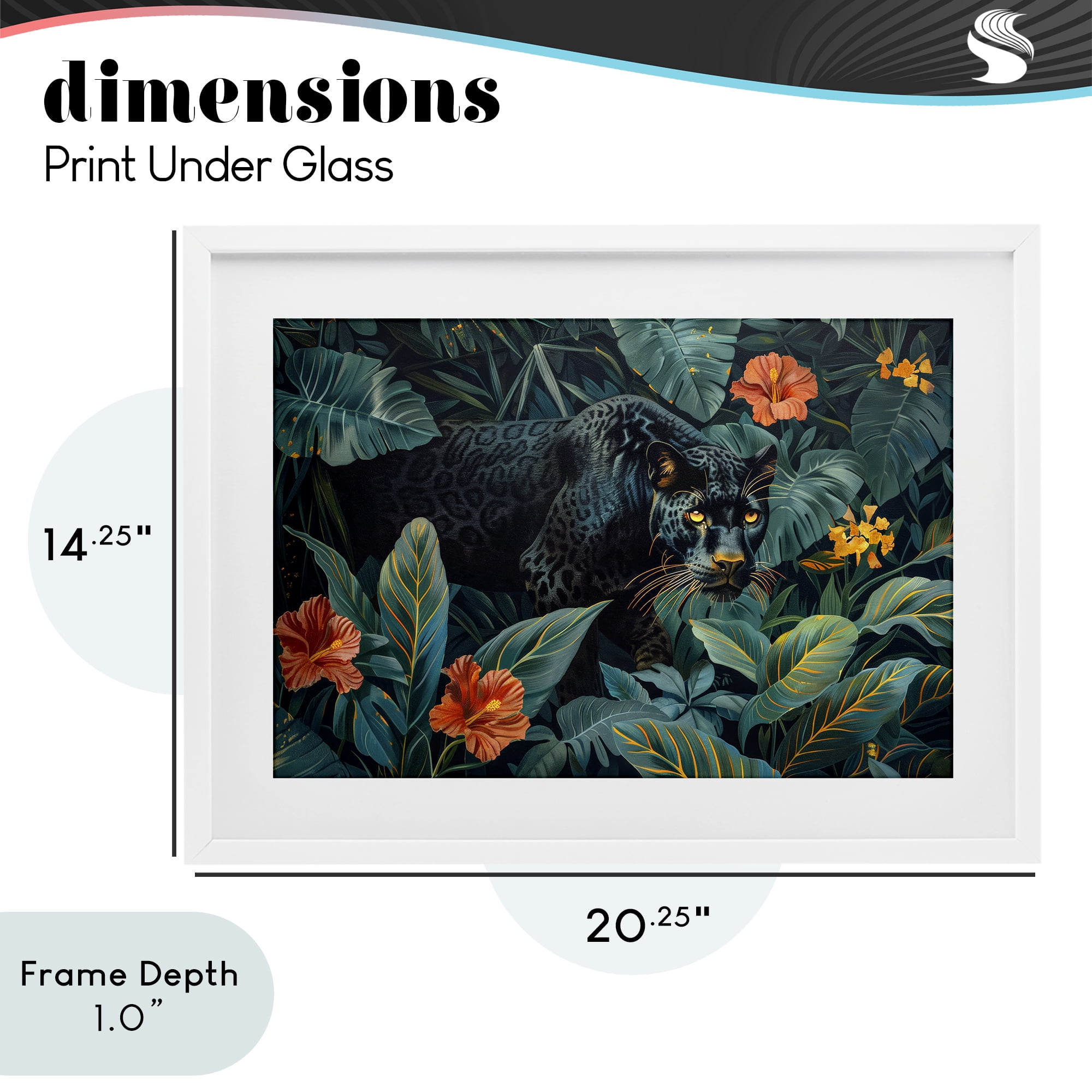 Stupell Industries Panther's Exotic Paradise White Framed Print Under Glass, design by Ray Powers