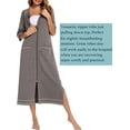 thumbnail image 4 of Albornoz de Mujer con Cremallera Frontal, Abrigo de Oficina, Pijama de Manga 3/4, Ropa Informal para Mujer, Longitud Completa, con Bolsillos, Gris, S-XXL, 4 of 5