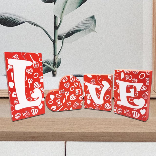Adornos de letras de 4 piezas, adornos de de San Valentín para decoración de bodas, accesorios para fotografía BLESIY Amor en forma de palabra del alfabeto