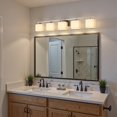 thumbnail image 4 of YANSUN 39.8 in 5-Light Square Vanity Light, Modern Chrome Bathroom Mirror Light with White Frosted Glass Shades, E26 Base (Bulbs Not Included), 4 of 8