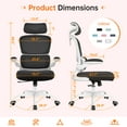 thumbnail image 4 of COOLHUT Ergonomic Office Chair, High Back Mesh Desk Chair with Lumbar Support and Adjustable Headrest, Home Office Chair, Computer Gaming Chair, 300lbs, White, 4 of 11