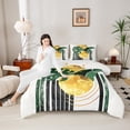 thumbnail image 4 of Feelyou Tropic Palm Botanical Bedding Comforter Set, Geometric Abstract Stripe Twin Comforter Sets, Teen Kid Adult Reversible Bedding Set, Microfiber Bedroom Decor, 2pcs, 4 of 8