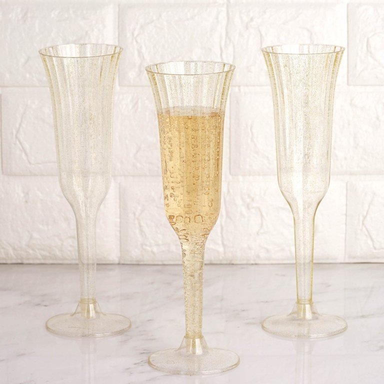 Elegant Champagne Glasses Set of 12, Glass Champagne Flutes for Birthday,  Wedding, Party - 6 oz, Clear