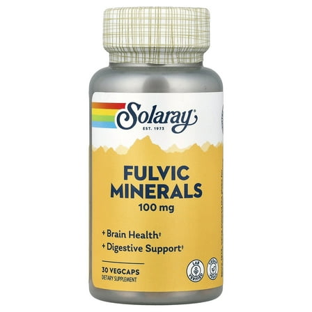 Solaray Fulvic Minerals 100 mg | Himalayan Shilajit | Healthy Digestion, Skin & Brain Support | 30 VegCaps