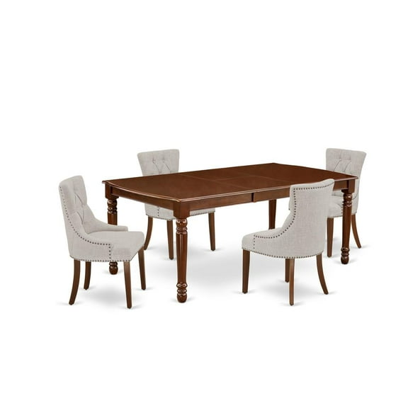 East West Furniture Dining Room Set Mahogany, DOFR5-MAH-05