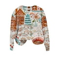 thumbnail image 5 of Lovskoo 2024 Sweatshirt for Women Christmas Printed Round Neck Long Sleeved Top Loose Fitting Pullover Khaki, 5 of 6