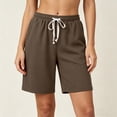 thumbnail image 7 of Women's Knit Elastic Waist Shorts with Pockets, Drawstring Casual Summer Bottoms, Soft Stretchy Fabric, Loose Fit, Lounge Athletic Gym Hiking Travel, Womens | VerBelle,Coffee XL, 7 of 7