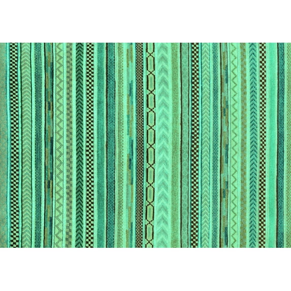 Ahgly Company Machine Washable Indoor Rectangle Southwestern Turquoise Blue Country Area Rugs, 8' x 12'