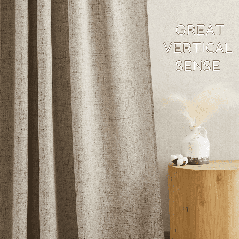 NICETOWN Linen Curtains for Bedroom, Light Filtering Privacy Window Drapes Rod Pocket Back Tab Neutral Farmhouse for Home Office, 52"x90", Burlap, Set of 2