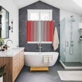 thumbnail image 3 of Red Grey Ombre Kitchen Curtains 72 Inch Length, Modern Gradient Abstract Art Grommet Top Bedroom Living Room Curtains, Light Filtering Cafe Curtain Drapes 2 Panels Set 104''x72'', 3 of 9